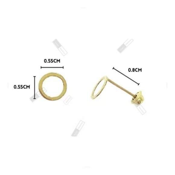 Asymmetrical Circle Earrings in Solid 14K Gold • Modern Drop Design. - Picture 8 of 8